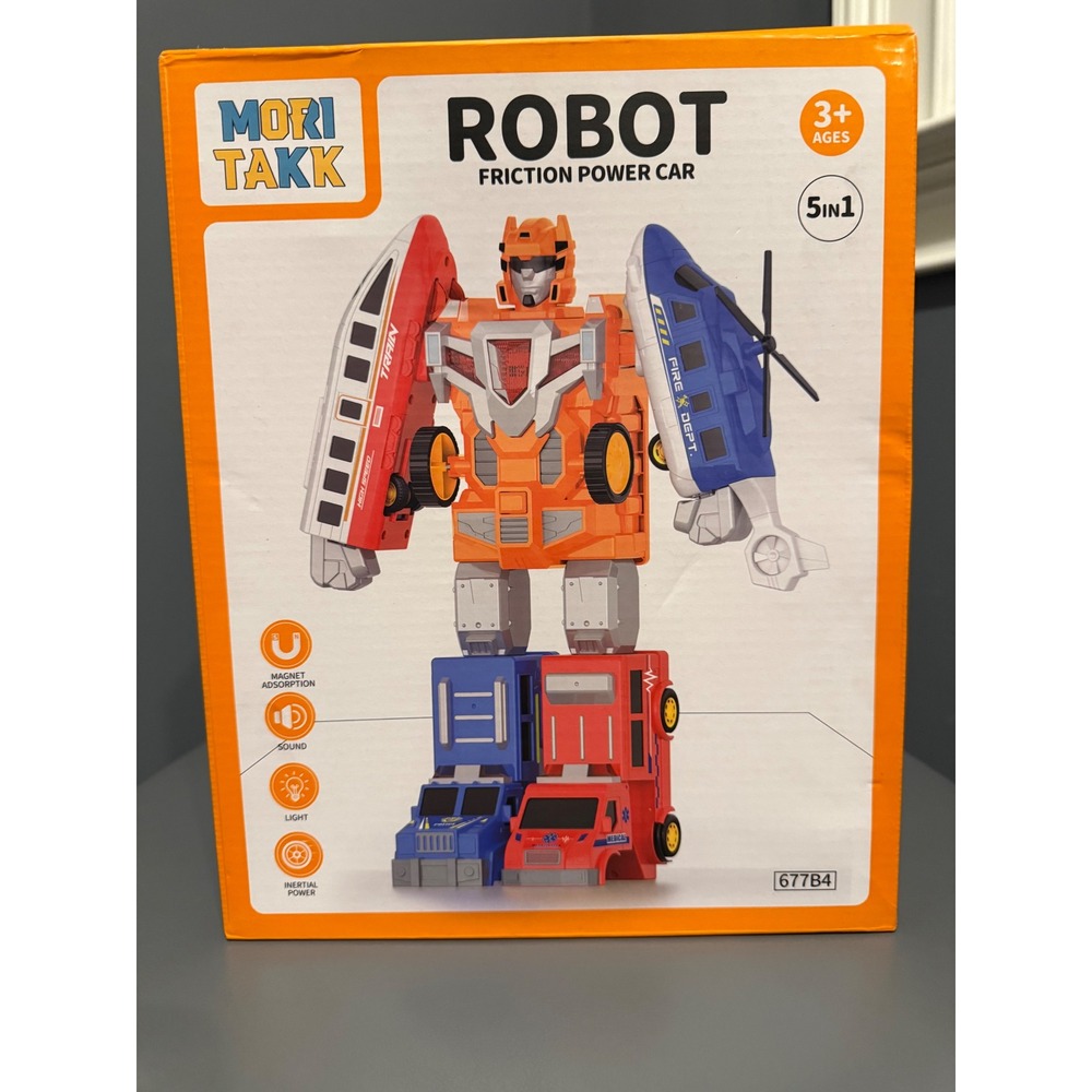 Mori Takk Robot Friction Power Car‎ 5 in 1 Transformer Toy New